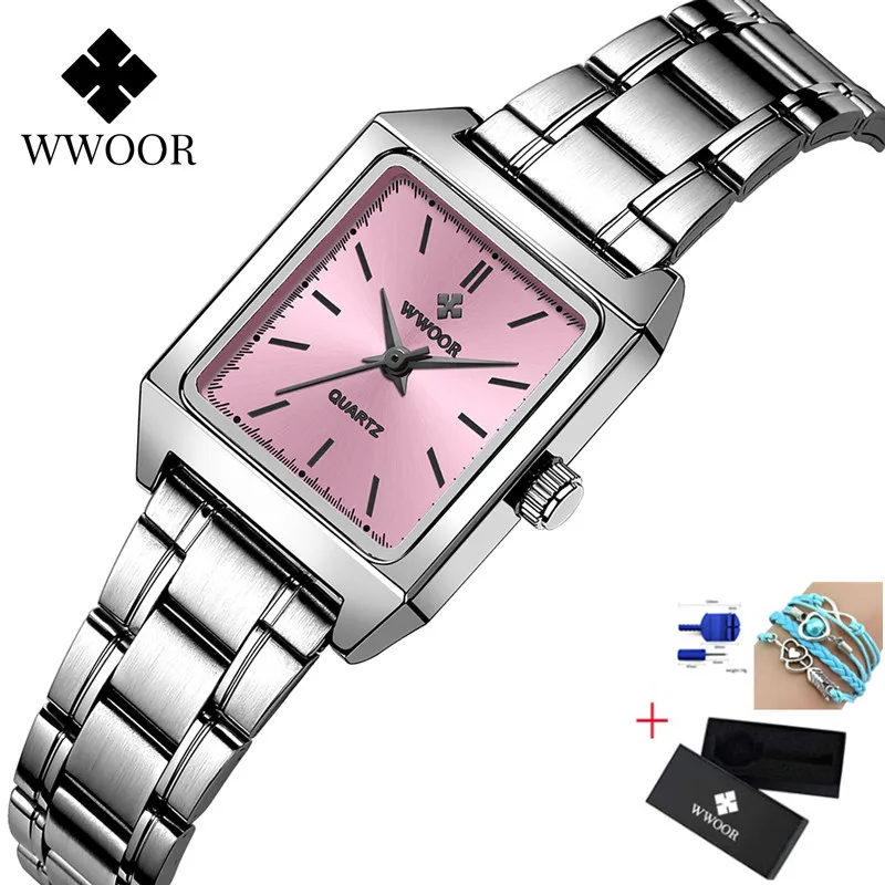 

2020 New Ladies Stainless Steel Watch Fashion Women Watch Square Quartz Waterproof Watches Retro Clock luxury Brand Wwoor Watch
