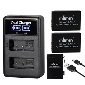 

Mamen 1100MAh LP-E17 LPE17 LP E17 Camera Battery + USB LCD Dual Charger for Canon EOS M3 M5 M6 Kiss X8I 750D 760D T6I T6S 800D