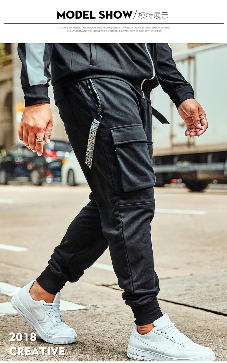 GXXH мужские высокие модные джоггеры брюки мужская молния Спортивные Брюки с карманами мужские осенние комбинезоны шаровары брюки плюс размер джоггеры брюки