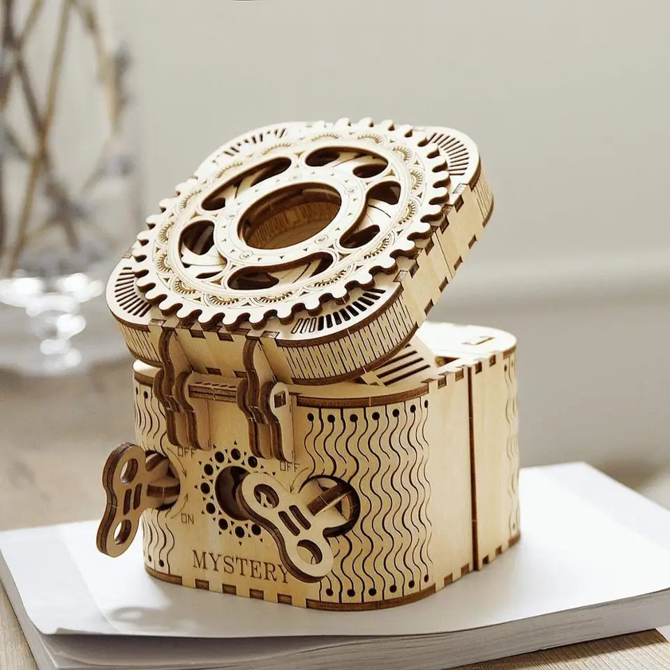 3D Wooden Treasure Box Puzzle Game Assembly Toy