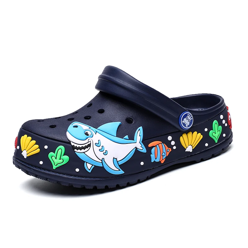

2021 Children Sandals Summer Hole Shoes Rubber EVA Unisex Boy Girl Garden Shoes Shark Beach Flat Sandals