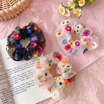 

Brand Fashion Floral Scrunchie Silk Kids Elastic Hair Band For Girls Hair Scarf Bows Rubber Ropes Girls Hair Ties Hair Accessory