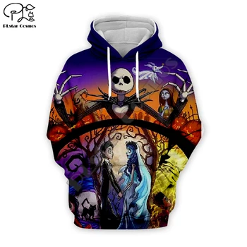 

Jack Skelling sally print Men 3d Hoodies skull Pumpkin Christmas Halloween Corpse Bride women Sweatshirt tshirt zipper pullover