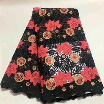 

2020 Newest High Quality Stone Nigerian Net Laces Material African Guipure Cord Soluble Lace Fabric For Wedding dress TG5-85