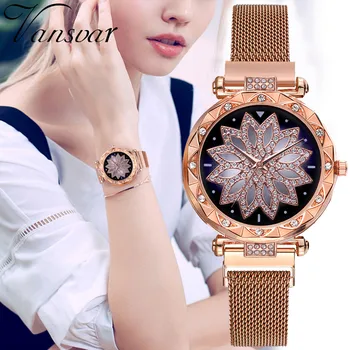 

Fashion Simple Starry Dial Stainless Steel Mesh Belt Ladies Quartz Watch Gift reloj mujer relogio feminino Fashion Ladies Wrist
