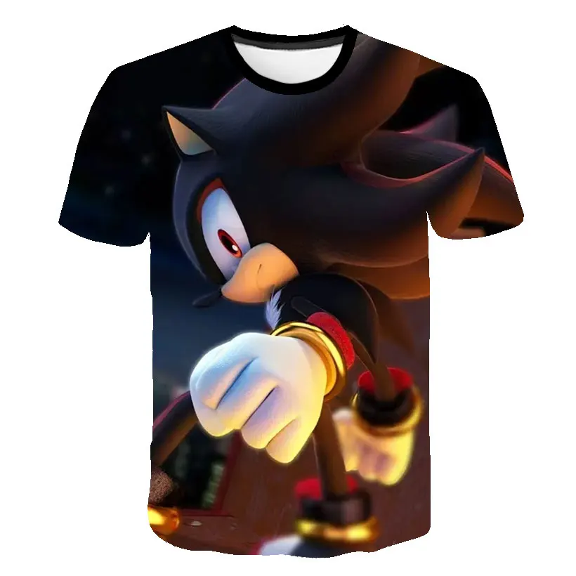 Amacigana Sonic T-shirt dété à manches courtes pour enfant 3D imprimé