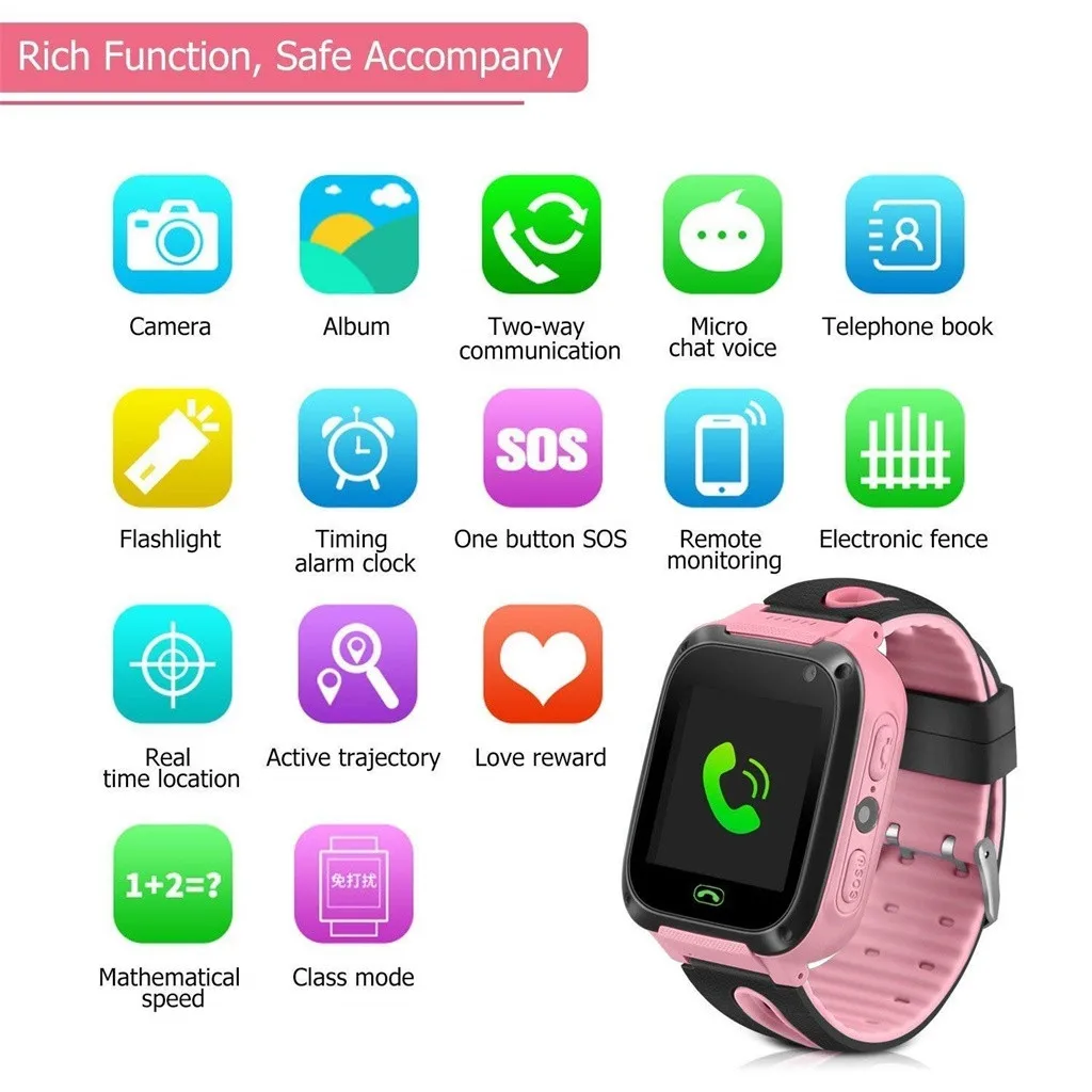 

Kids Smart Watch S4 Waterproof Smart Children Watch Monitor Positioning SIM Card Dial SOS Camera for Android IOS Phones Locator