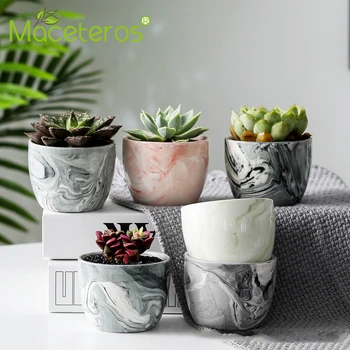 Maceta de cerámica para el hogar con diseño de mármol Multicolor, maceta para flor carnosa, para jardinería, decoraciones de Navidad, novedad