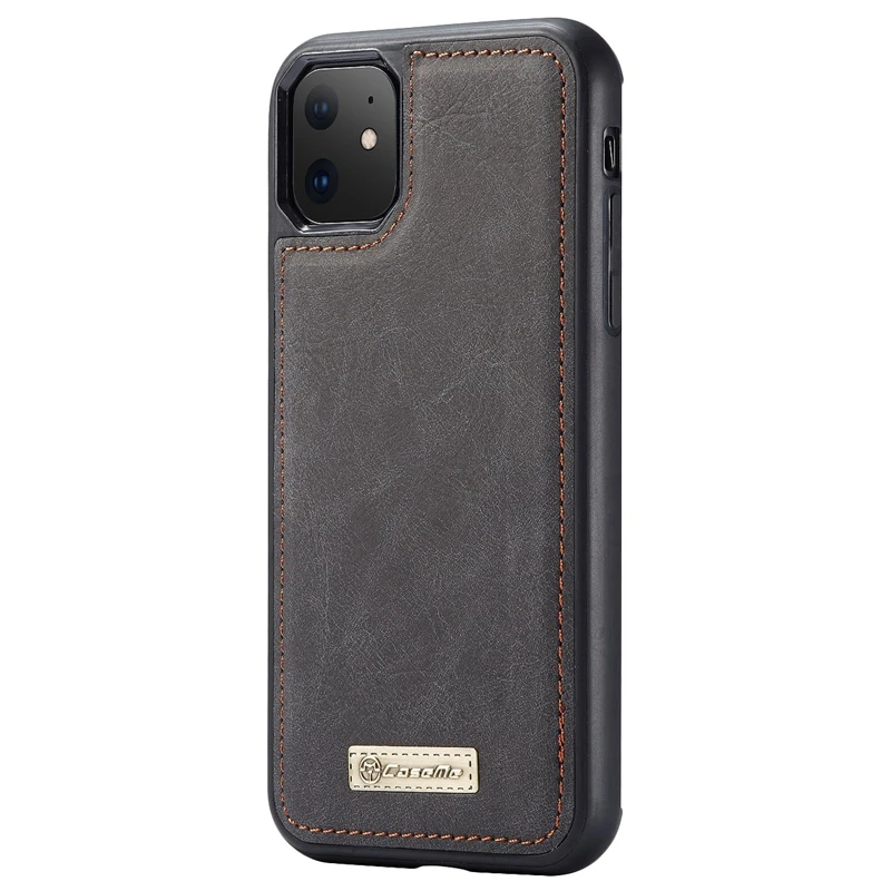 

Genuine Leather Business Wallet Case for IPhone 11 Pro Max Removable Flip Phone Holder-Case-Holster - 6.5 inch Black
