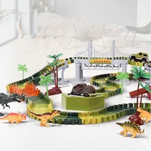 Железная дорога волшебный гоночный трек динозавр игрушки Набор DIY изгиб гибкий электрический динозавр автомобиль Magicl треки автомобиль игрушка гоночные треки для мальчика
