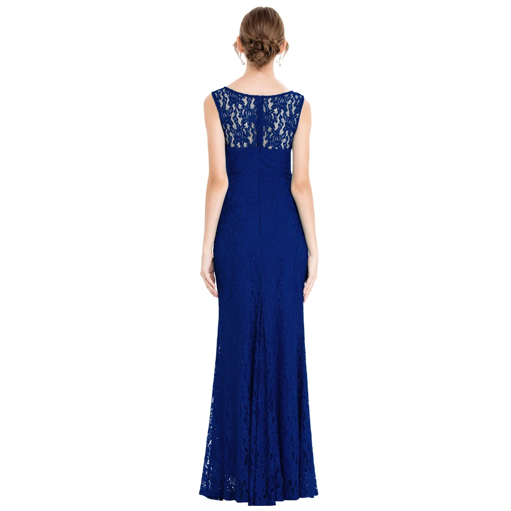 Angel-Fashion женские прозрачные вечерние наряды длинное Плиссированное цветочное кружевное нарядное платье 418
