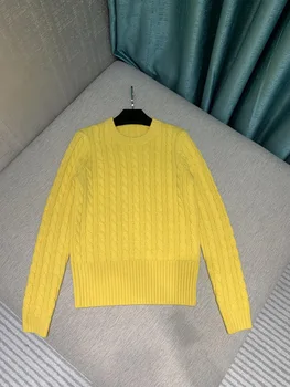 

High-end Women Long Sleeve Cashmere Blend Sweater Shirt 2020 Autumn New All-match Twisted Round Neck Knitting Wool Tops Sweaters