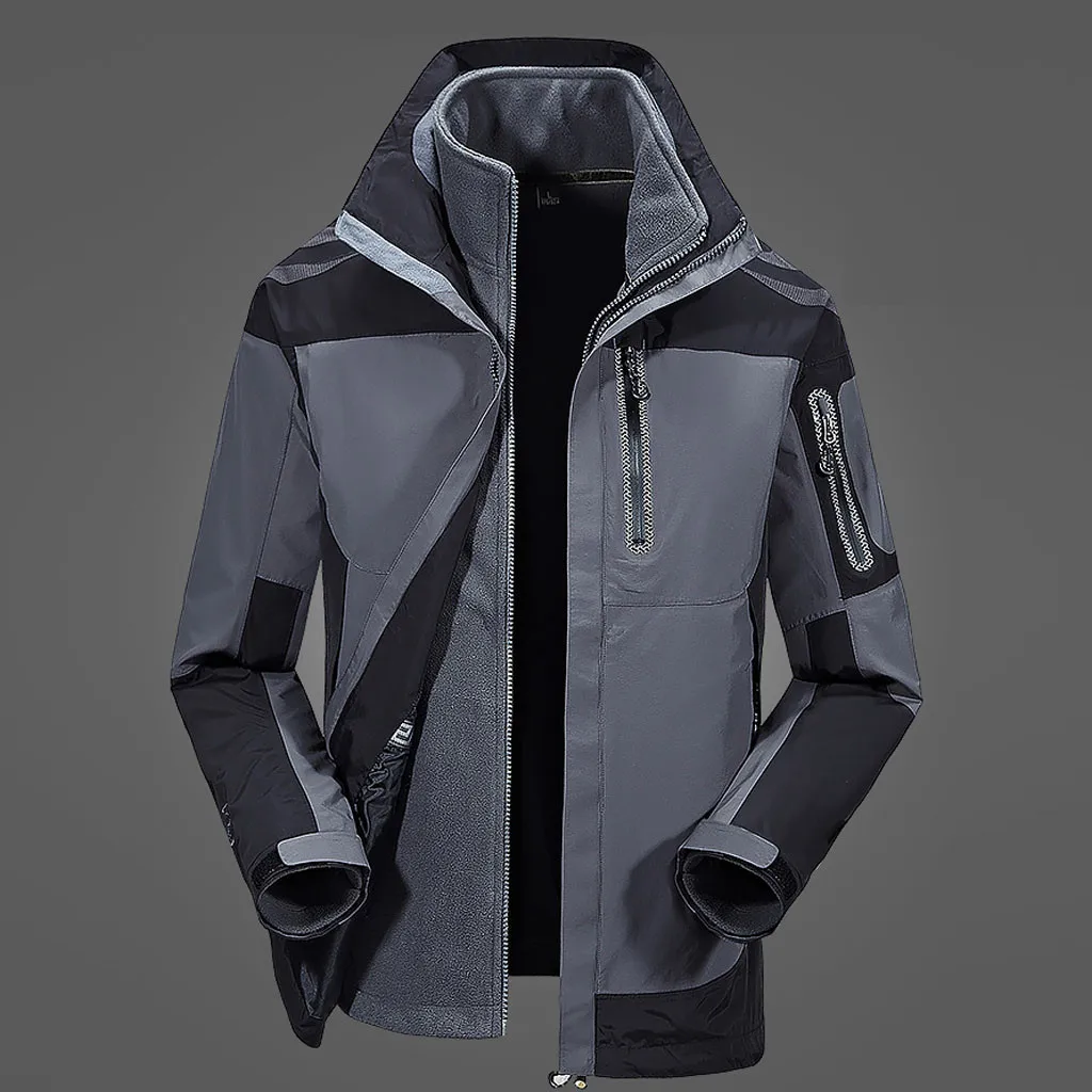 Зимняя теплая ветровка три в одном водонепроницаемая куртка съемная бархатная флисовая куртка походная куртка для туризма и спорта на открытом воздухе пальто куртка