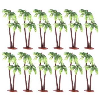 

36pcs Simulation Mini Coconut Tree Plastic Coconut Palm Decor Layout Props Microlandscape Figurine for Aquarium Photograph (Gree