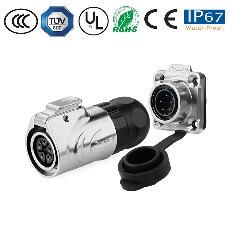 IP67 металлический водонепроницаемый разъем питания M16 2/3/4/5/7/8/9 pin для