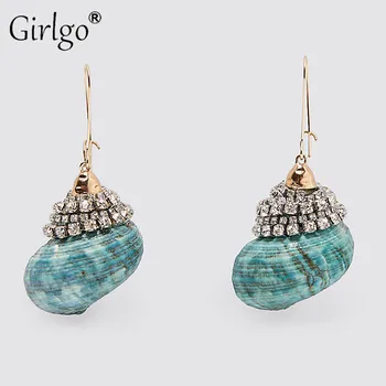 

Girlgo Bohemian Fashion Summer Shell Drop Earrings for Women 2020 Vintage Hanging Dangle Pendant Earrings Jewelry Gift Wholesale