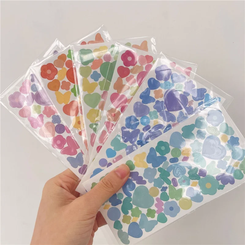 1Pc Ins Color Love Butterfly Laser Stickers Sticker Kawaii DIY Scrapbooking Chase Card Decoration Stickers Stationary Supplies
