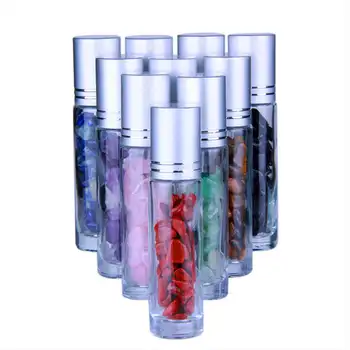 

10Pcs Perfume Essence Oil Glass Bottle With Gems Roller Ball Aromatherapy 10Ml