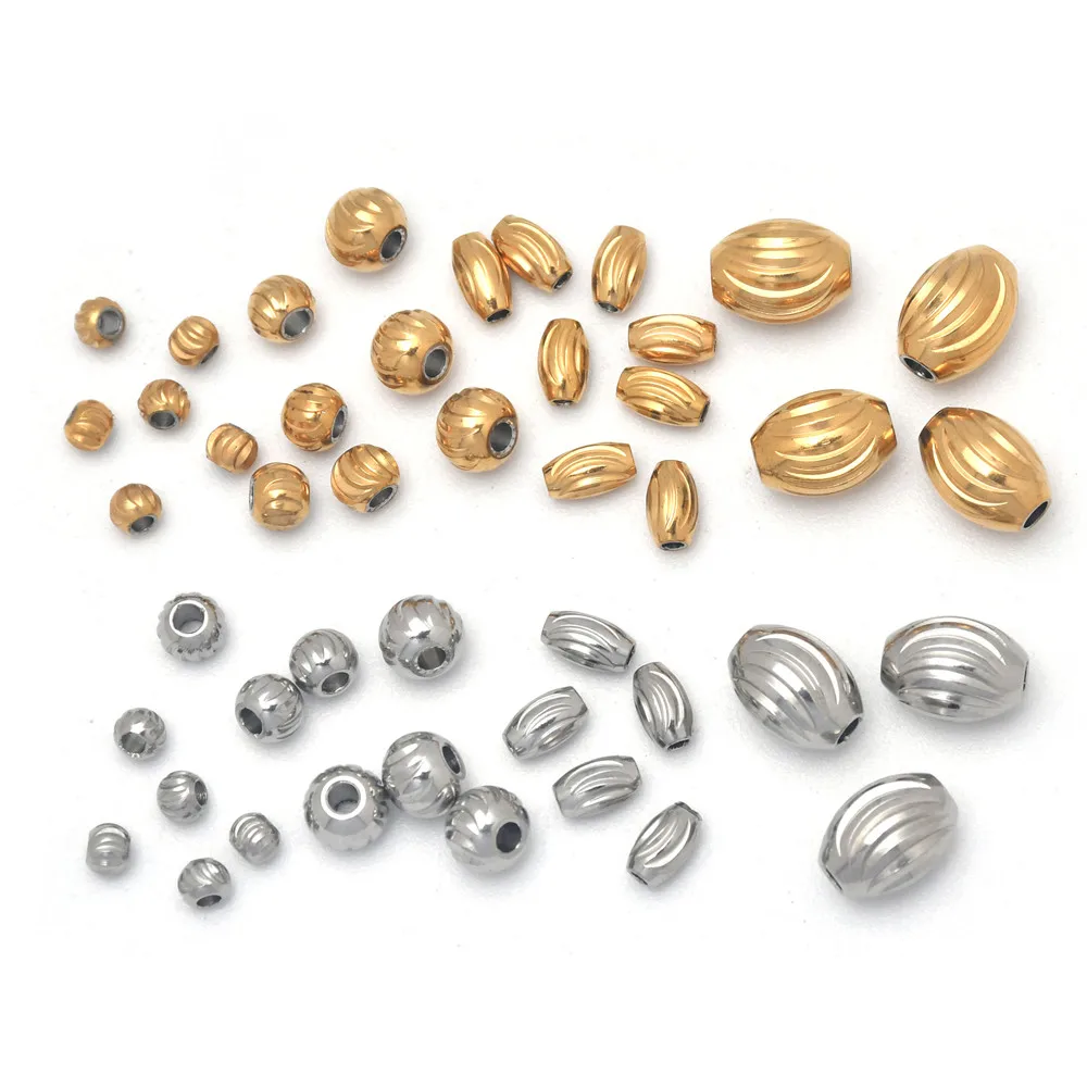 15 Teile/los 3mm 4mm 5mm Durchmesser Edelstahl Runde Spacer Perlen Kürbis Lose Perlen Schmuck Erkenntnisse Handwerk liefert