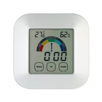 

Thermometer Press Screen Digital Hygrometer Alarm Clock Home Indoor Table Comfort Index Display Temperature Humidity Meter
