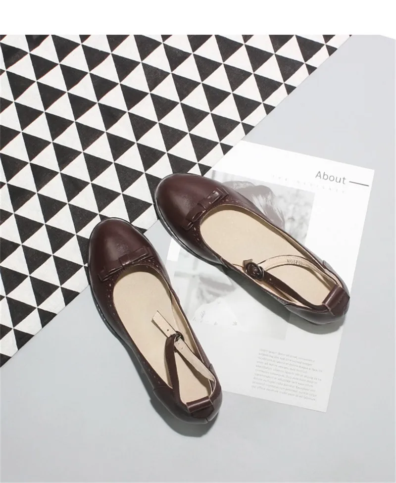 Japanese Buckle Strap Bow Women Oxford High Thick Heels Lolita Shoes British Genuine Leather Single Brogues Shoes Woman Size 43 (3)