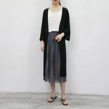 

Women Casual Open Stitch Jacket Spring Autumn Long Cardigans Outwear Sunscreen Clothing Veste Femme Chaqueta Mujer