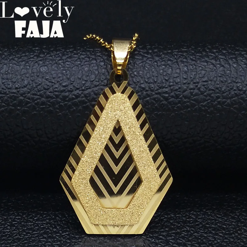 

Muslim Islam Geometric Stainless Steel Necklace Women Double Layer Dubai Gold Color Necklaces Gift Jewelry collar mujer N19406