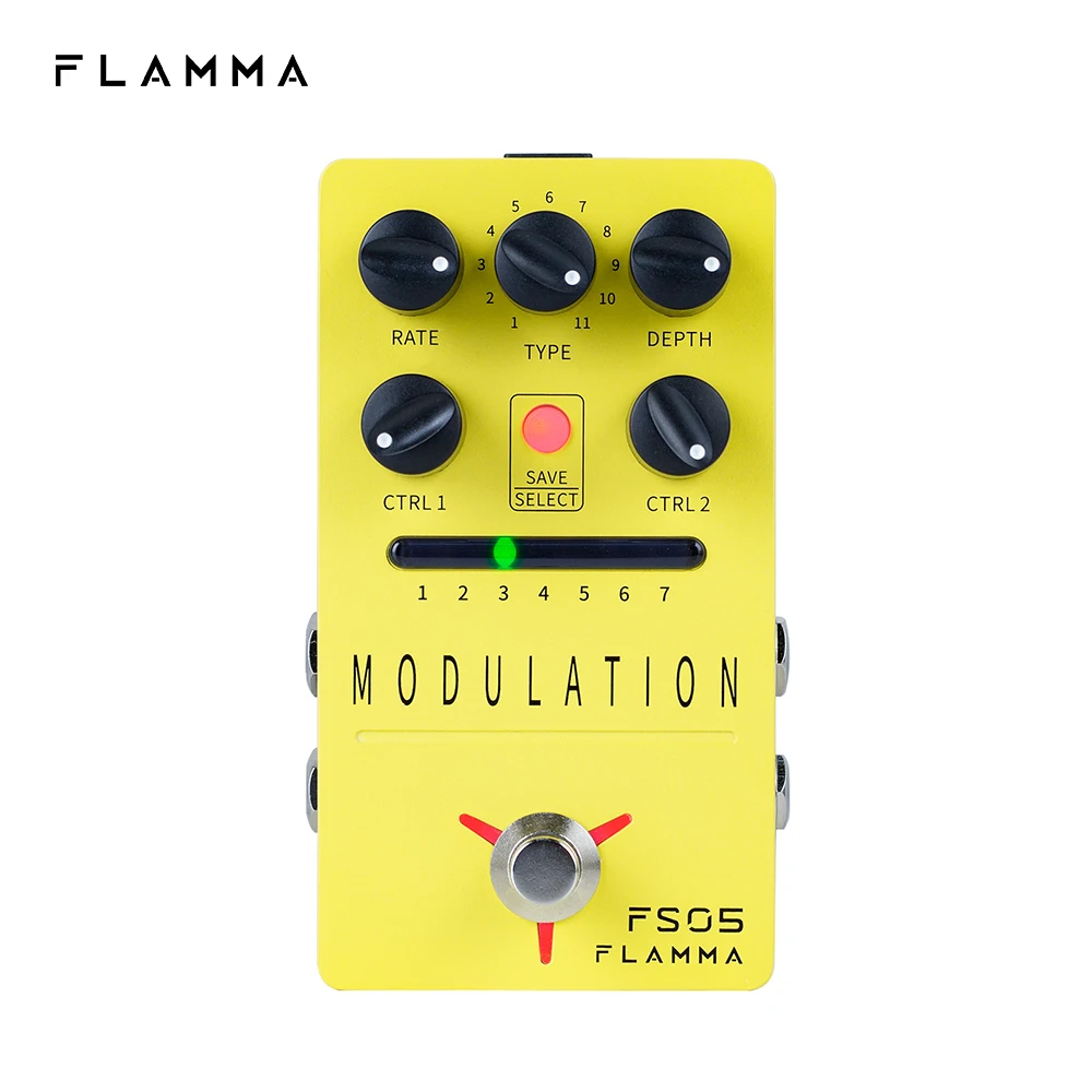 Pedal de Modulação Estéreo de Efeitos de Guitarra Digital com 11 Efeitos de Modulação e 7 Digital Flamma Pedal Espaços Pré-ajustados True Bypass Fs05 - Image 2