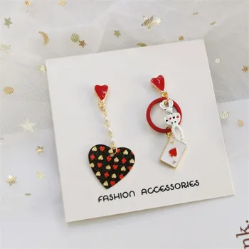 

2020 Cute Heart-shaped pearl Earring Poker Rabbit Hollow Dangle Earrings Metal Accessories Kids Fans Gift