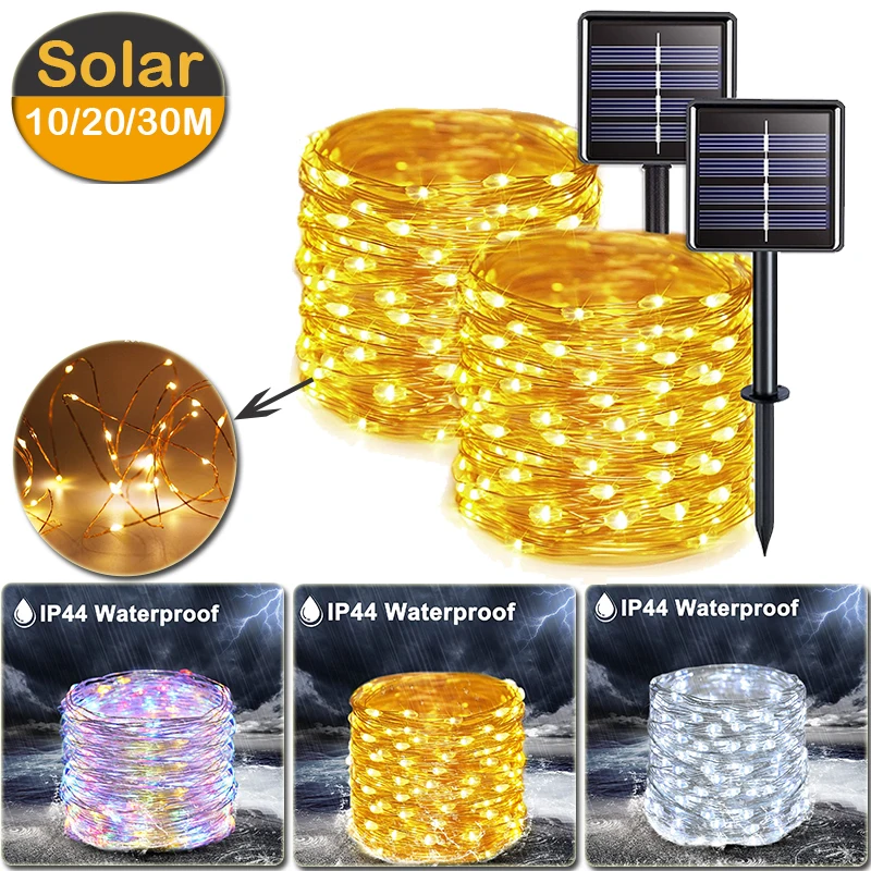 10/20/30M LED Solar Light Outdoor String Lights Waterproof Fairy Decor for Holiday Christmas Party Street Garland Garden | Лампы и