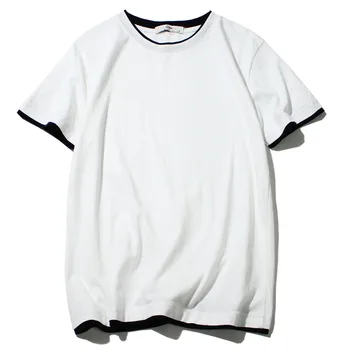

ZHIJING Japanese-style Origional Spring And Summer New Style Pure Cotton Joint Crew Neck Solid Color Simple T-shirt men t shirt