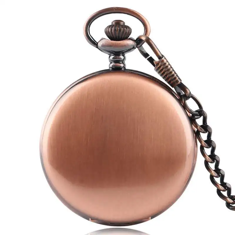 rose gold no box Ретро черный модный серебряный Гладкий стимпанк кварцевые карманные часы из нержавеющей стали кулон 30 см цепочка - Цвет: rose gold no box