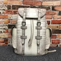 Exotic Genuine True Crocodile Skin Men's Top-handle Backpack Authentic Real Alligator Leather Male Large White Travel Bag Pack 1