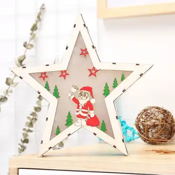 

Christmas Light Santa Claus Stars Luminous Wooden Beautiful Party LED Plaque Sign Christmas Decoration Festival Home Decor