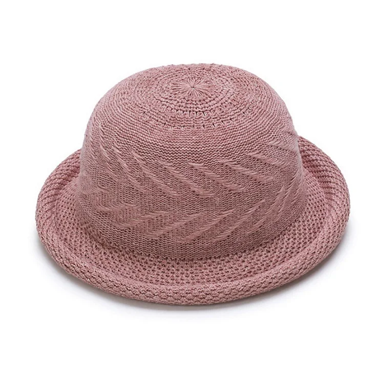 dark pink Модная Женская Весенняя летняя круглая шляпа, дышащая Женская Дамская открытая круглая маленькая Кепка, одноцветная Повседневная Кепка, новинка - Цвет: dark pink