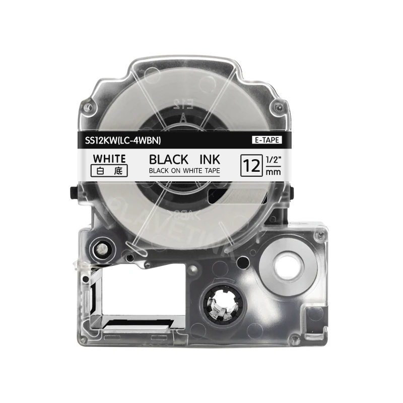 Plavetink 1PC SS12KW 라벨 테이프 LK-4WBN LC-4WBN LC 4WBN9 SS12KW 12mm 카트리지 호환 Epson LabelWorks LW-300 400