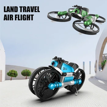 

2 in 1 2.4GHz RC Remote Control Foldable Deformation Quadcopter Aircraft Drone Motorcycle Toy for Kids Children Gift