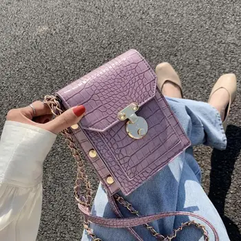

Crocodile pattern Square Crossbody bag 2020 New High quality Leather Women's Designer Handbag Lock Chain Shoulder Messenger Bag