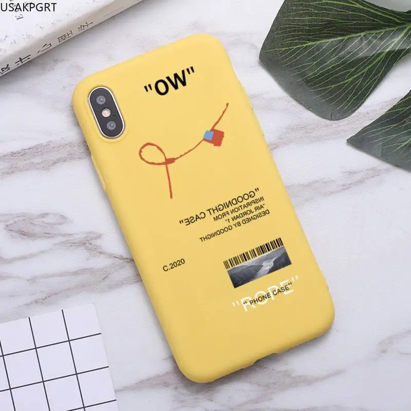

OW Off Street sport Trend Brand Phone Case for iPhone 11 Pro Max X XR XS 8 7 6s Plus Candy yellow Silicone Cases