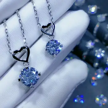 

inbeaut New Arrival 2 ct Heart Moissanite Pendant Necklace 925 Sterling Silver Excellent Cut Forever Love Moissanite Necklaces