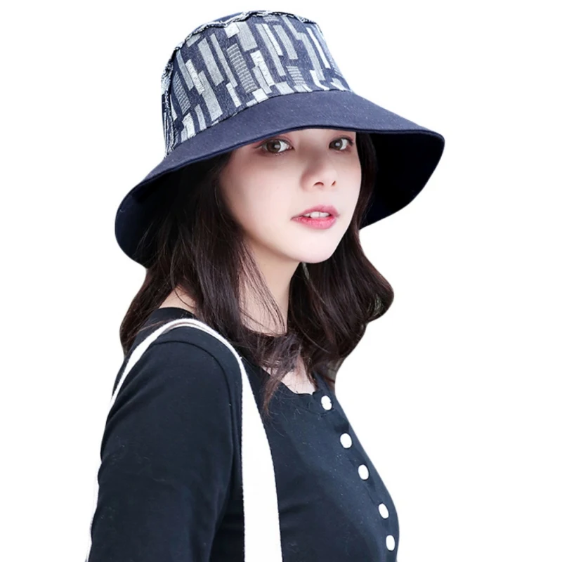 

Women Bucket Hat Summer Cotton Retro Breathable Leisure Bob Caps Outdoor Dome Panama Cap Ladies Wide Brim Sun Hat Sportswear