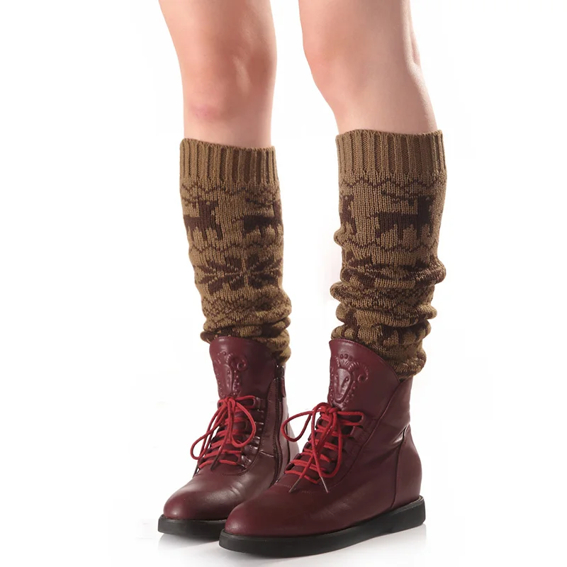 YOZIRON Для женщин Зимние гетры, ниже колен для девочек Повседневное осенние трикотажные палевая снежинка теплые гетры; носки гетры