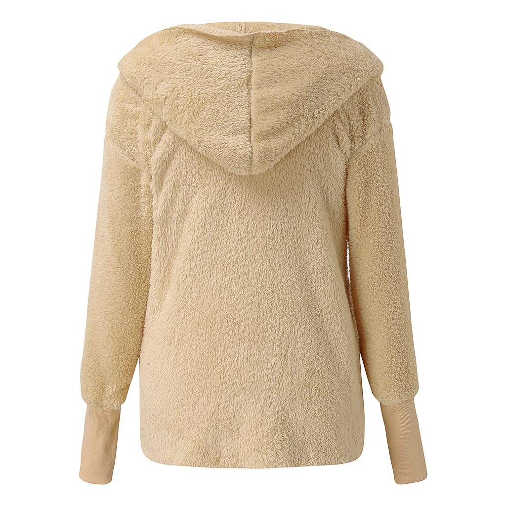 Women Autumn Winter Jacket Coat Hood Luxury Fleece Jacket Fluffy Jackets Overcoat Casual  Plus Size Outwear 822