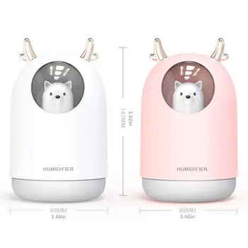 

USB Mini Air Humidifier Cute Deer Aroma Essential Oil Diffuser LED Night Light Car Office Air Purifier Mist Maker Mist Discharge