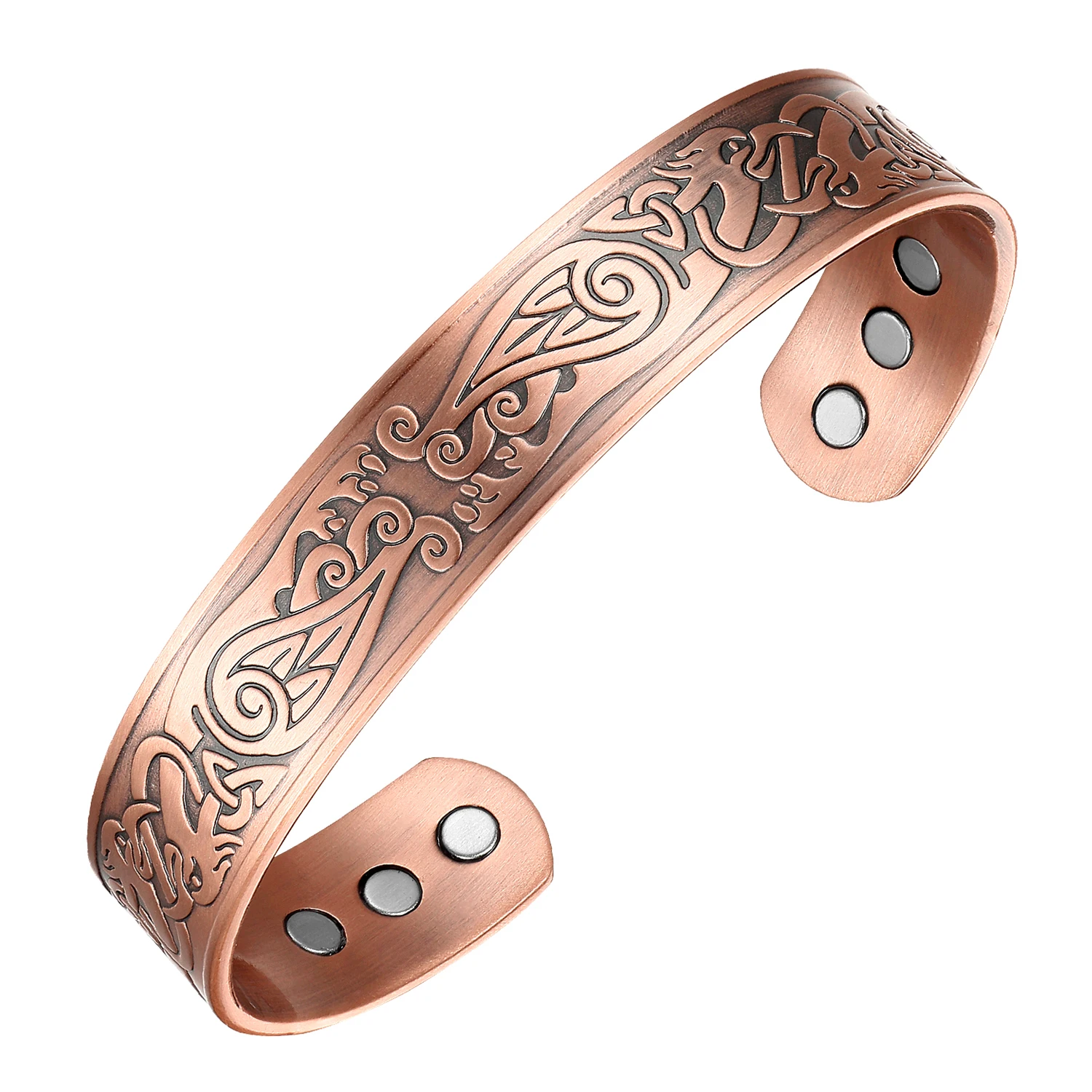 OKtrendy Pure Copper Bangles For Men Women Adjustable Cuff Wristband Magnetic Therapy Jewelry Carving Wide Bracelets Bangles