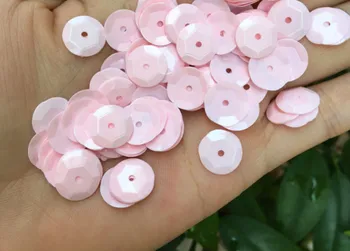 

Sewing supplies Light pink sequins 12mm round concave convex surface/flat solid light pink pearl garment accessories
