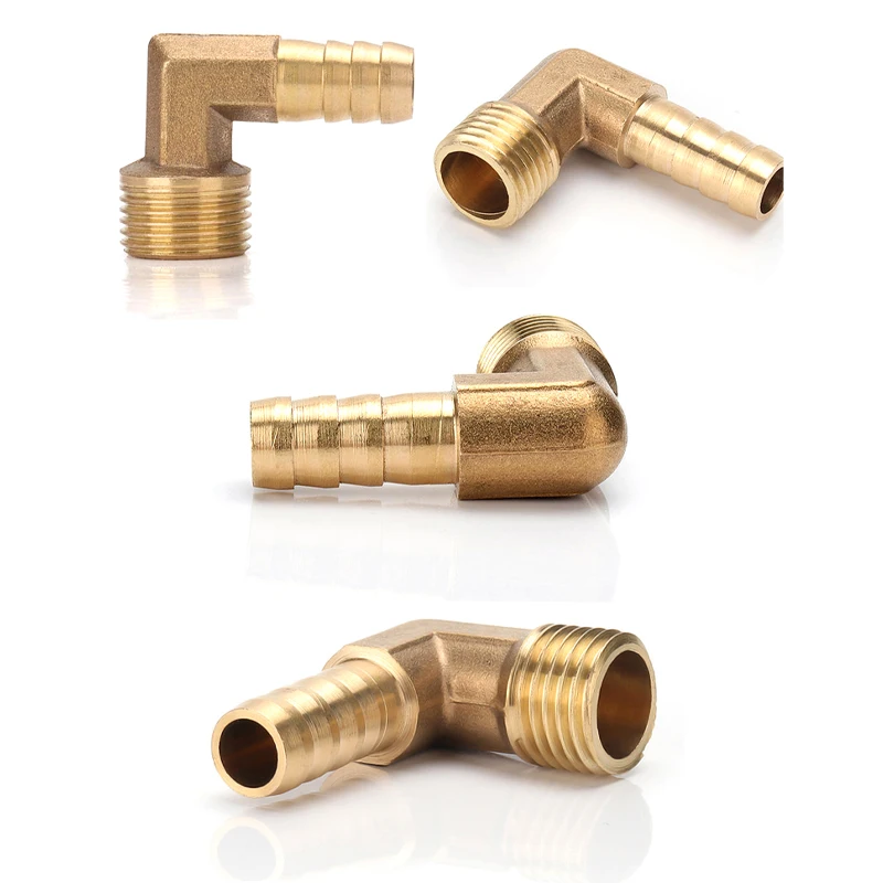 Brass Hose Barb Fitting Elbow 6/8/10/12/16/19mm To 1/4 1/8 1/2 3/8" BSP Male Thread Barbed Coupling Connector Joint Adapter