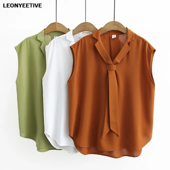 

2020 New Teeshirt Fation Brand Oversize Plus Size Tshirt Casual Solid V-neck Sleeveless Regular Polyester Chiffon