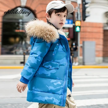 

Boys camouflage coat 2020 New boys winter jacket warm hooded fur collar child snow wear Kids outerwear Children clothing 5-12Y