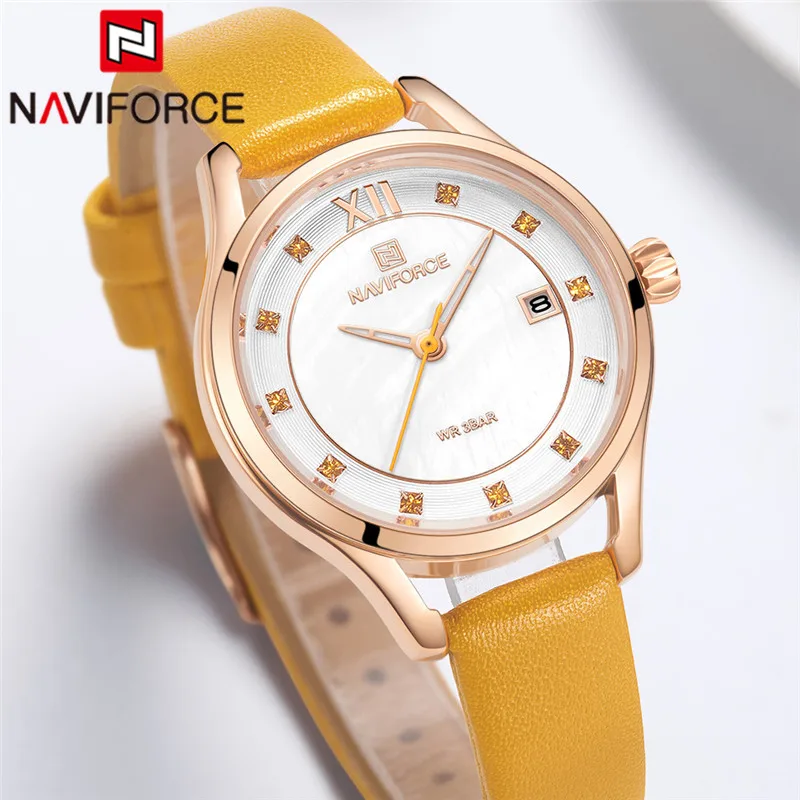 NAVIFORCE женские часы лучший бренд роскошные золотые наручные браслет из